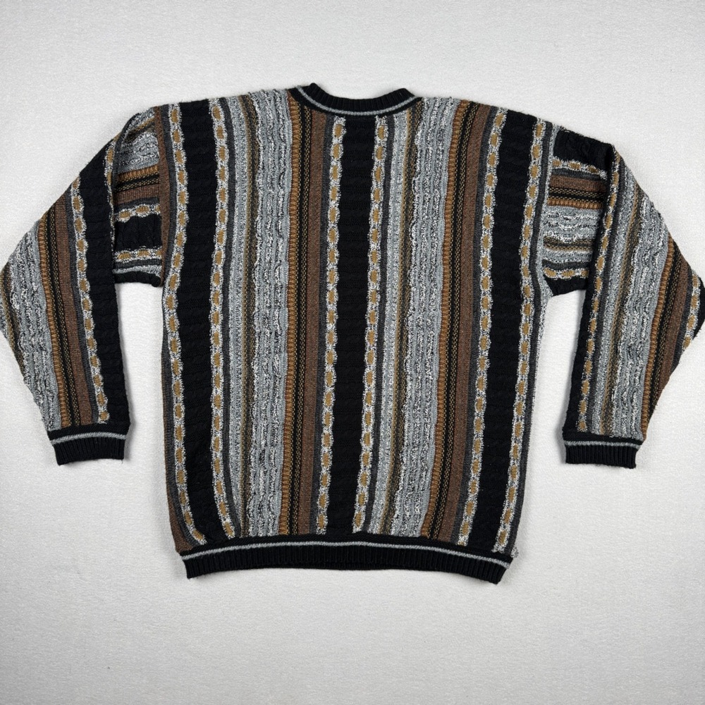 Vintage Coogi Style 3D Knit Sweater Mens Multi Color Vertical Stripe No Tag - Picture 4 of 8